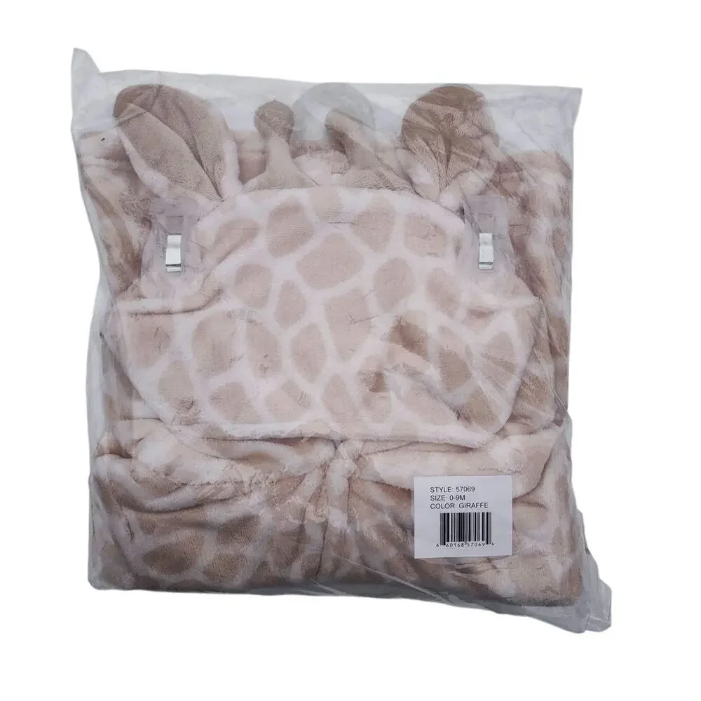 Hudson Baby Giraffe Plush Hooded Bathrobe 0-9 Months Infant Animal Robe
